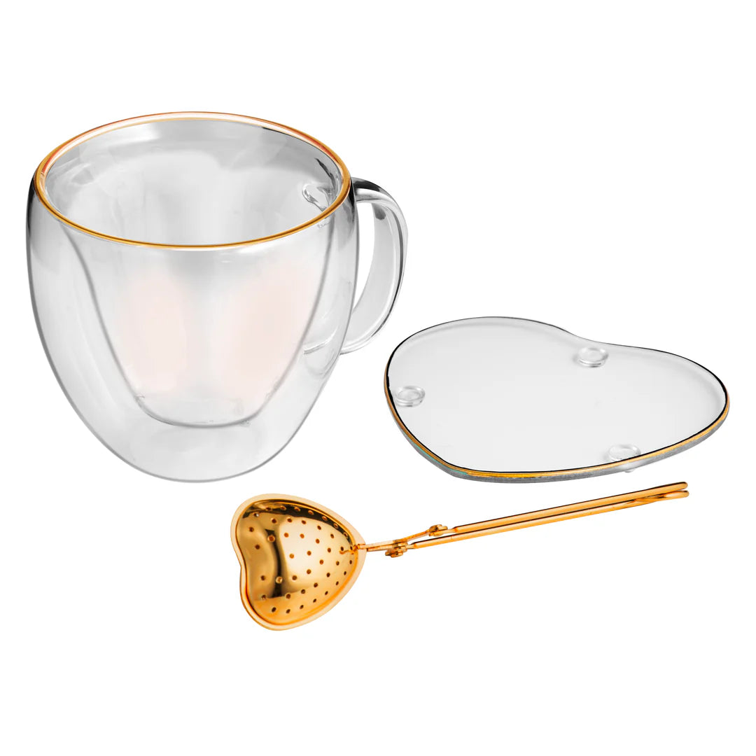 Amour Pink 3pc Tea Set