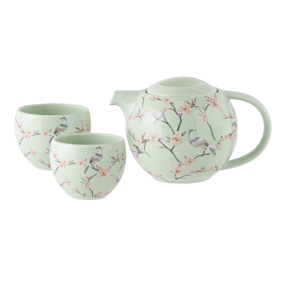 Leaf & Bean Volary Teapot with Cups